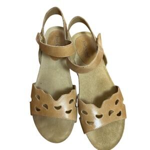 Josef Seibel‎ Womens Comfort Leather low heel wedge Sandal Brown EU 38 US 7.5